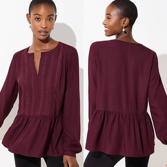 LOFT Tops - LOFT Lacy Peplum Blouse